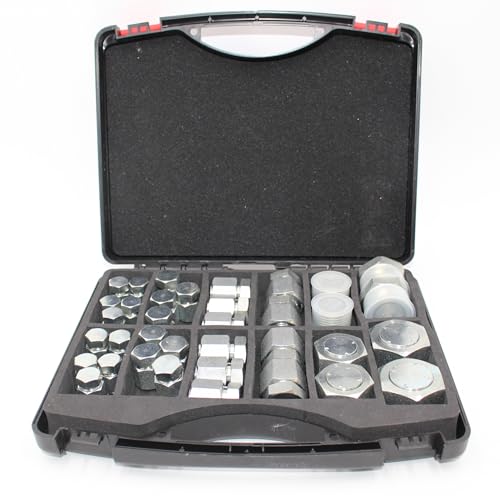 Image of 64 Pc O Ring Face Seal Fitting Kit, Hydraulic Hose Tube and Pipe Fittings, ORFS /ORS Cap and Plug Set, Heavy Duty O Ring Assortment Kit Precision Threaded,Dash Size -04-06 -08-10 -12-16