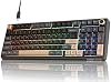 RK ROYAL KLUDGE R98 Pro teclado mecánico alámbrico, teclado gamer cremoso 96% RGB retroiluminado con teclado numérico y perilla de volumen, montaje gasket, keycaps PBT perfil MDA, switch lineal pre-lubricado intercambiable en caliente 2