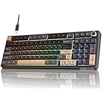 RK ROYAL KLUDGE R98 Pro Wired Mechanical Keyboard, 96% Creamy Gaming Keyboard RGB Backlit with Number Pad and Volume Knob, Gasket Mount, MDA Profile PBT Keycaps, Hot Swappable Pre-lubed Linear Switch