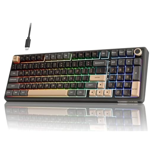 RK ROYAL KLUDGE R98 Pro Wired Mechanical Keyboard, 96% Creamy Gaming Keyboard RGB Backlit with Number Pad and Volume Knob, Gasket Mount, MDA Profile PBT Keycaps, Hot Swappable Pre-lubed Linear Switch