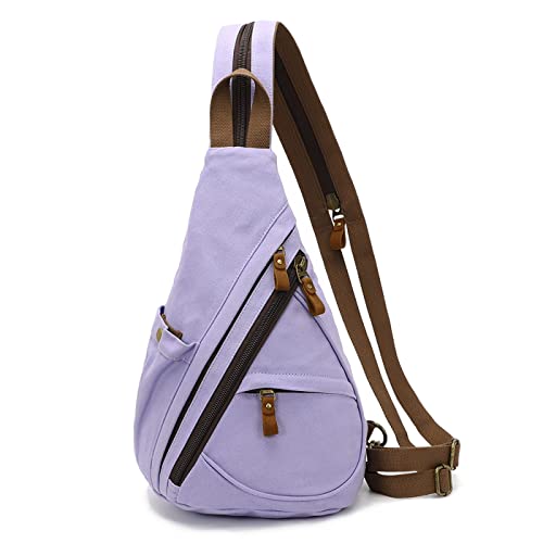 Bolso bandolera de lona - Mochila bandolera pequeña para hombro, casual, mochila para hombres y mujeres, al aire libre, ciclismo, senderismo, viajes, púrpura, Mochilas Daypack Cover