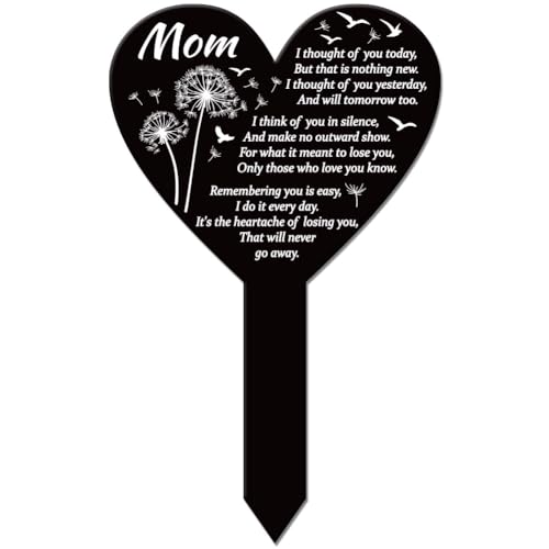 GLOBLELAND Estaca conmemorativa de diente de león en forma de corazón para madre, para jardín, para cementerio, acrílico, estaca de tumba, impermeable, para jardín, tumba, cementerio
