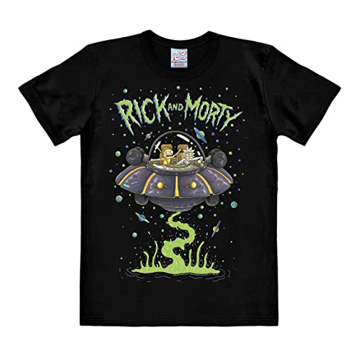 Logoshirt Rick and Morty I Raumschiff Space Cruiser I T-Shirt Print I Damen & Herren I kurzärmlig I schwarz I Lizenziertes Originaldesign I Größe XL