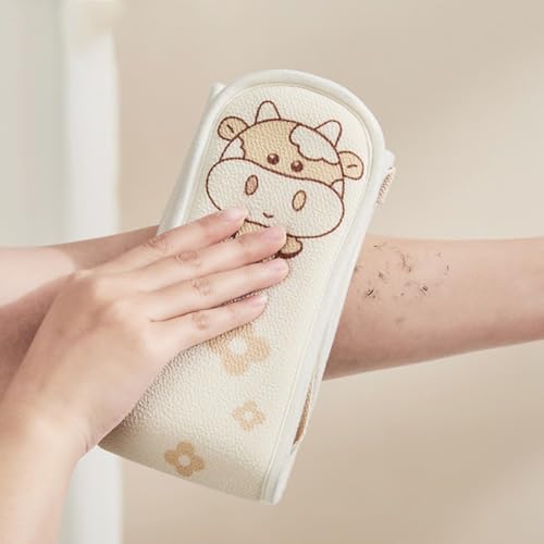 FACAIIO Gants de bain double face en coton avec sangles à enfiler, nettoyage en profondeur, exfoliant unisexe, blanc