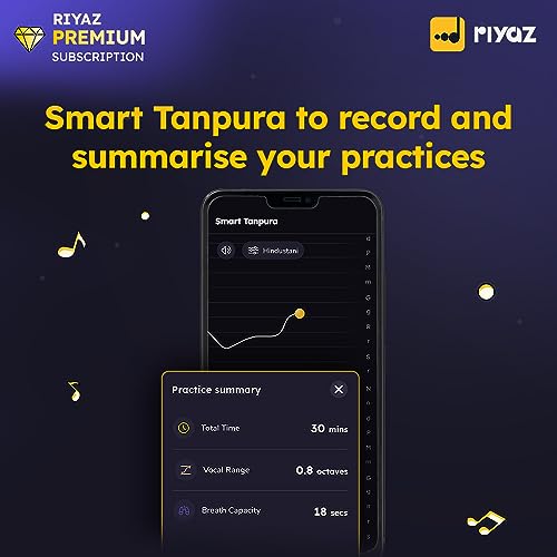 Image of Riyaz App - Learn to Sing Hindustani Vocal | 12 Months Premium Subscription | Suitable for Guitar / Harmonium / Ukulele / ABGMV Exam Learners | 35 Lakhs Learners | Activation Link by Email in 2 Hours