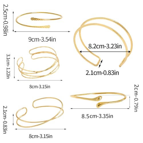 2PCS Gold Arm Cuff Bracelets for Women Jewelry Upper Arm Open Adjustable2