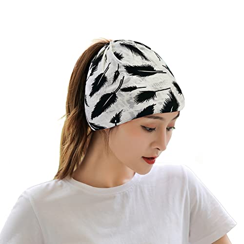 Lin’s Liliana Kopftuch Damen weich leicht Bandana Halstuch Damen Schal elastisches Stirnband Mädchen (Feder) Cover