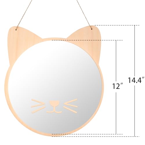 iCAGY Plastic Kids Mirror for Wall - Kids Safety, Hanging, Acrylic, Non-Glass and Unbreakable - Cat Decoration Mirror for Kid's Playroom 12" - Image 6