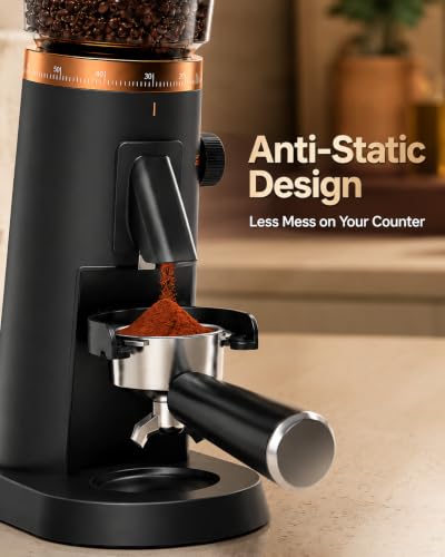 Image of AMZCHEF Single Dose Burr Grinder, 75 Settings, Quiet DC Motor, Oro Rosa | 40mm Burr, <0.2g Retention, 5-60s Timer, Magnetic Outlet, Vacuum Storage Cup, LED Light, Espresso, Pour-Over & French Press