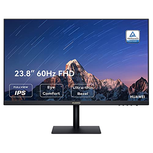 HUAWEI Display 23.8", 60 cm (23,8 Zoll), Full HD FullView Monitor, IPS-Panel (HDMI, 1920 x 1080, 60Hz, 5ms Reaktionszeit), Rahmenloses Design, Eye Comfort, Schwarz,Garantieverlängerung auf 30 Monate