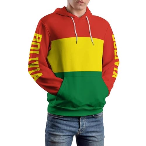 Sweat à capuche drapeau Bolivie pour homme et femme style oversize décontracté