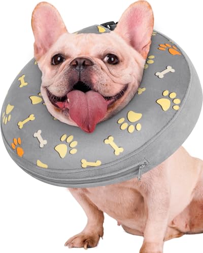 Image of Inflatable Dog Pillow Cone Collar After Surgery, Donut Soft Neck Cone for Pug Dachshund Medium Dogs, etc, Recovery E Collar to Stop Licking Paw