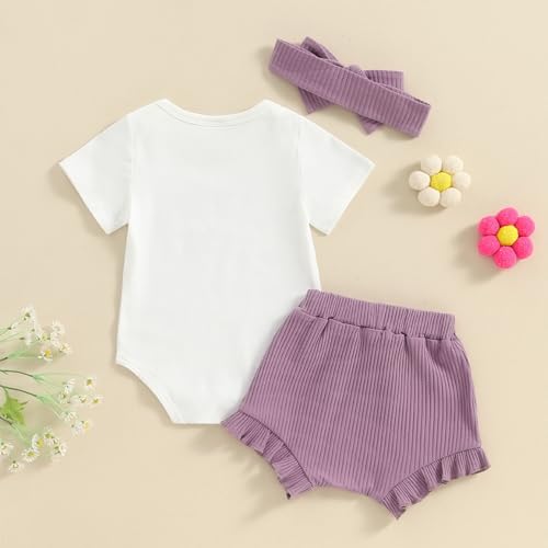 Daddy's Girl Baby Clothes Newborn Short Sleeve Romper Ribbed Shorts Headband Sets 3Pcs Infant Summer Outfits3