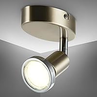 B.K.Licht Lámpara de techo orientable incl. 1 bombilla LED GU10 de 2,9 W I Color de la luz blanco cálido 3000K I Metal I IP20 I Foco de techo I Color níquel mate