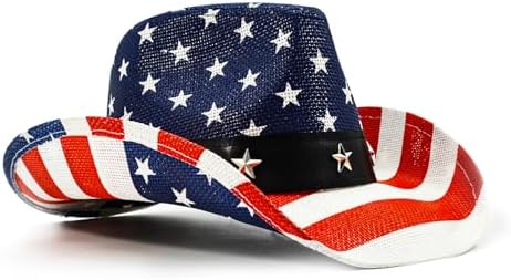 American Flag Cowboy Hat Patriotic USA Western Hat 4th of July Party Parade Rodeo Unisex Cowboy Cowgirl Hat