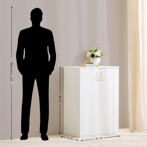 Image of Home Centre Helios Alton Mustang 2-Door Multipurpose Cabinet | Engineered Wood Premium Multipurpose Cabinet | White Colour| 1 Year Warranty