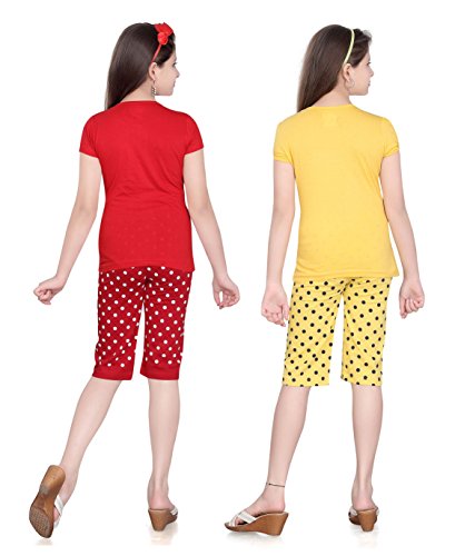 Image of SINI MINI Girls DOT Print Capri Set Combo