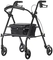 Andador em Aluminio com 4 rodas e assento, capacidade 100Kg - Mobil Saude