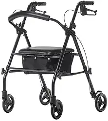 Andador em Aluminio com 4 rodas e assento, capacidade 100Kg - Mobil Saude