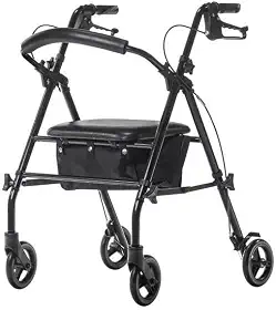 Andador em Aluminio com 4 rodas e assento, capacidade 100Kg - Mobil Saude