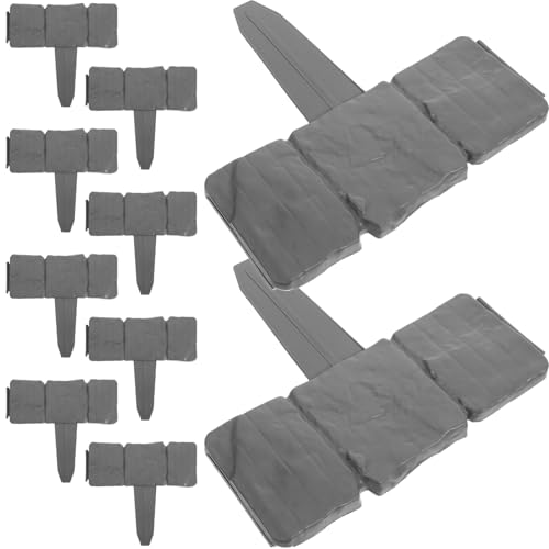 POPETPOP 20PCS Imitation Stone Garden Edging Border No Dig Lawn Edging for Pathway Decorative Plastic Fence with Elegant Picket Design for Quick and Easy Installation Outdoor Spaces
