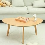 FIRMINANA Small Oval Coffee Table Mid Century Modern for Living Room Center Minimalist Display Coffe Table,Nature Wood,18.9" D x 33.47" W 15.75" H - Image 4