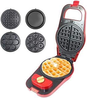 Ipalmay Waffle Maker 4 in 1 Multi Treat - Donuts Cupcakes Pizza Waffle Baker with Timer Setting, Interchangeable Non-Stick Plates,800W, Stainless Steel