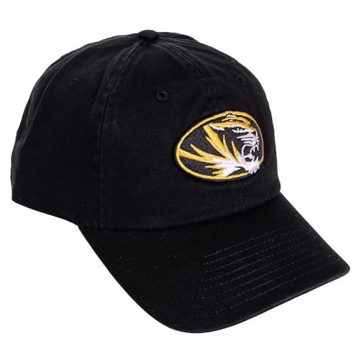 Desert Cactus University of Missouri Baseball Hat Mizzou Tigers Brimmed Embroidered Hats Cap Adjustable Cloth Strap Adult (Style A1) Black