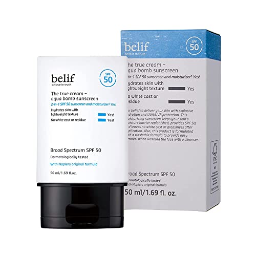 Belif Aqua Bomb Sunscreen Broad Spectrum Spf 50 | Lightweight 2-In-1 Moisturizing Sunscreen | Skin Hydrating With Uv Rays Blocking | Moisture Barrier Replenishment, Clean Finish | 1.69 Fl. Oz #TOP5