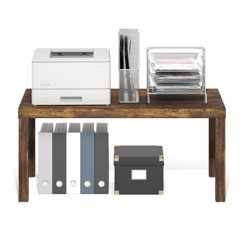 Image of Furinno Classic Coffee Table, Modern Rectangle Printer Stand, Amber Pine | 1.8 inch Triple Thick Tabletop, Toolless Assembly, Side Table, for Living Room, Home Office