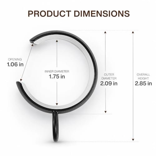 Image of TWOPAGES 10 Pcs C Shaped Bypass Matte Black Curtain Rings