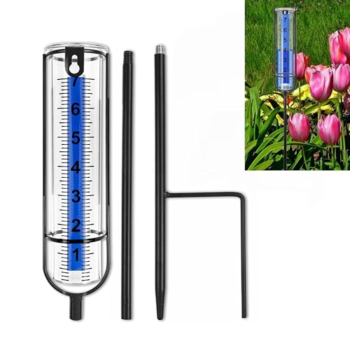 A Set of Outdoor Rain Gauge,Tall rain Gauge for Yard with Stake,Freeze Proof Rain Gauges Outdoors Best Rated,Height Adjustable,Large Capacity,for Garden,Deck,Lawn,Patio,Farm