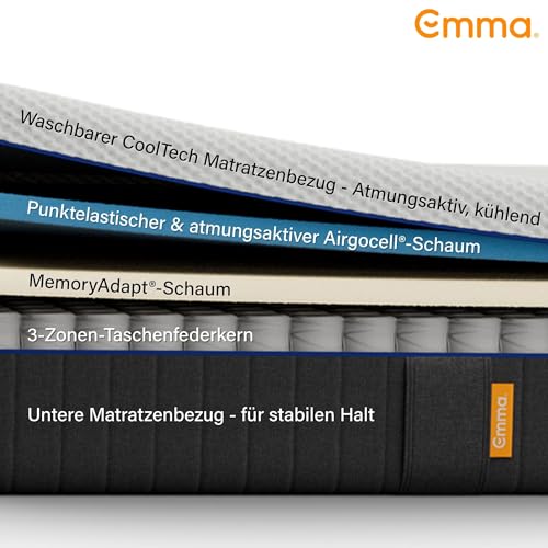 Emma Original Lite+ Matratze 180x200 cm – 22 cm Hybridmatratze mit 3-Zonen-Taschenfederkern & Kaltschaum – atmungsaktive Matratze mit kühlendem Bezug für erholsamen Schlaf – Bild 4