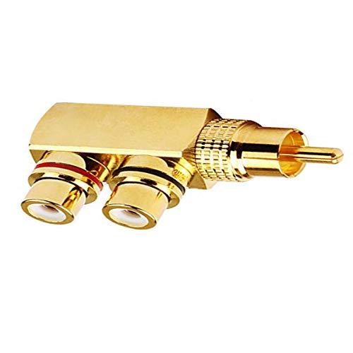 Pack de 2 adaptadores RCA macho a 2 RCA hembra ángulo derecho miniatura 2