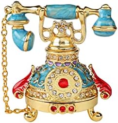 QIFU-Hand Painted Enameled Vintage Telephone Decorative Hinged Jewelry Trinket Box Unique Gift For Home Decor