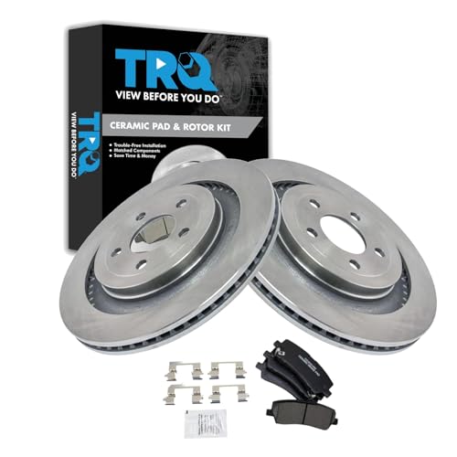 Image of TRQ Rear Brake Pad and Rotor Set Ceramic Rotors Compatible with 2015-2018 Ford Mustang