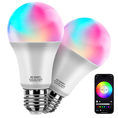 Honesorn Smart Light Bulbs Wifi & Bluetooth 5.0 80W Equivalent, E26 Base Tunable White And 16M Color Changing Led Lights Bulb, Work With Alexa & Google Assistant, A19 800Lm No Hub Required #TOP23