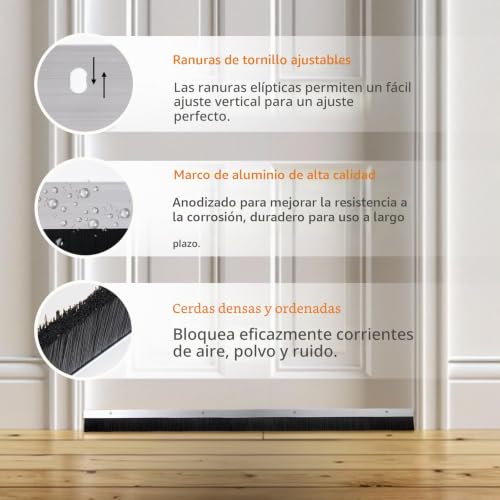 Burletes de puerta de aluminio plateado y cerdas para aislamiento exterior 3