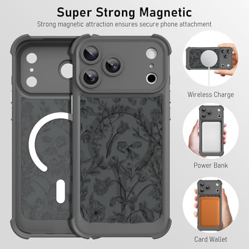 Coque iPhone 17 Pro Max compatible MagSafe fleur de sauge mate antichoc - 6