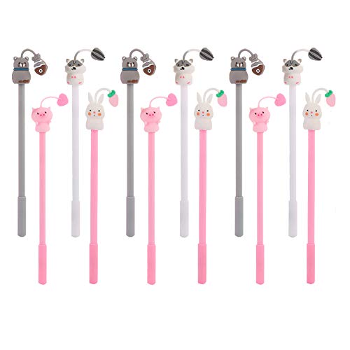 12PCS Colorful Kawaii Pens, Cartoon Tentacles Animals Gel Pens, 0.5mm Black Ink Pens, Novelty Fun Cute Pens for Students School Office Stationery Back to School/Birthday/Christmas Xmas Gift