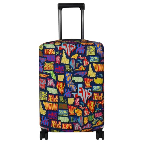 Explore Land Travel Luggage Cover Suitcase Protector Fits 18-32 Inch Luggage, America Map, L