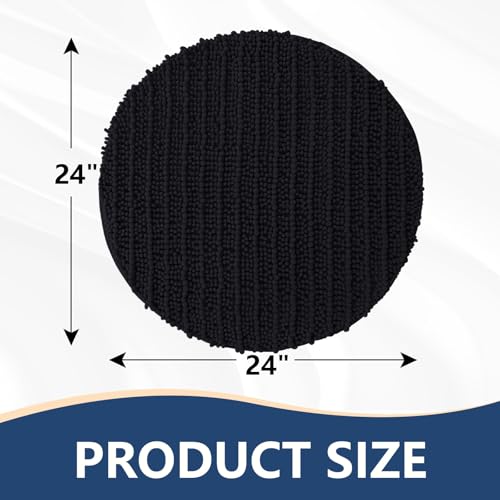 Image of Arotive Round Bathroom Rugs 30x30, Extra Soft Thick Absorbent Shaggy Chenille Bath Rugs, Machine Wash Dry, Bath Mats for Bathroom Floor, Tub and Shower, Home Decor Accessories, Black