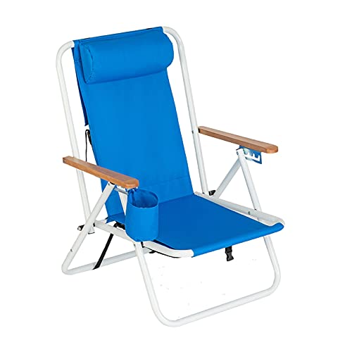 Tesmula Camping Chair Portable Recliner Folding Chaise Lounge Chair, for Beach, Fishing, Picnics, Hiking(Blue)