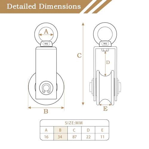 image for KCNOFNC Cable Pulley Wheel for Rope with Ball Bearing, Smooth No Noise