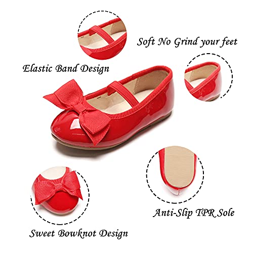 Kiderence Toddler Girls Dress Shoes Little Kids Mary Janes Red Ballet Flats Toddler 9 #TOP3