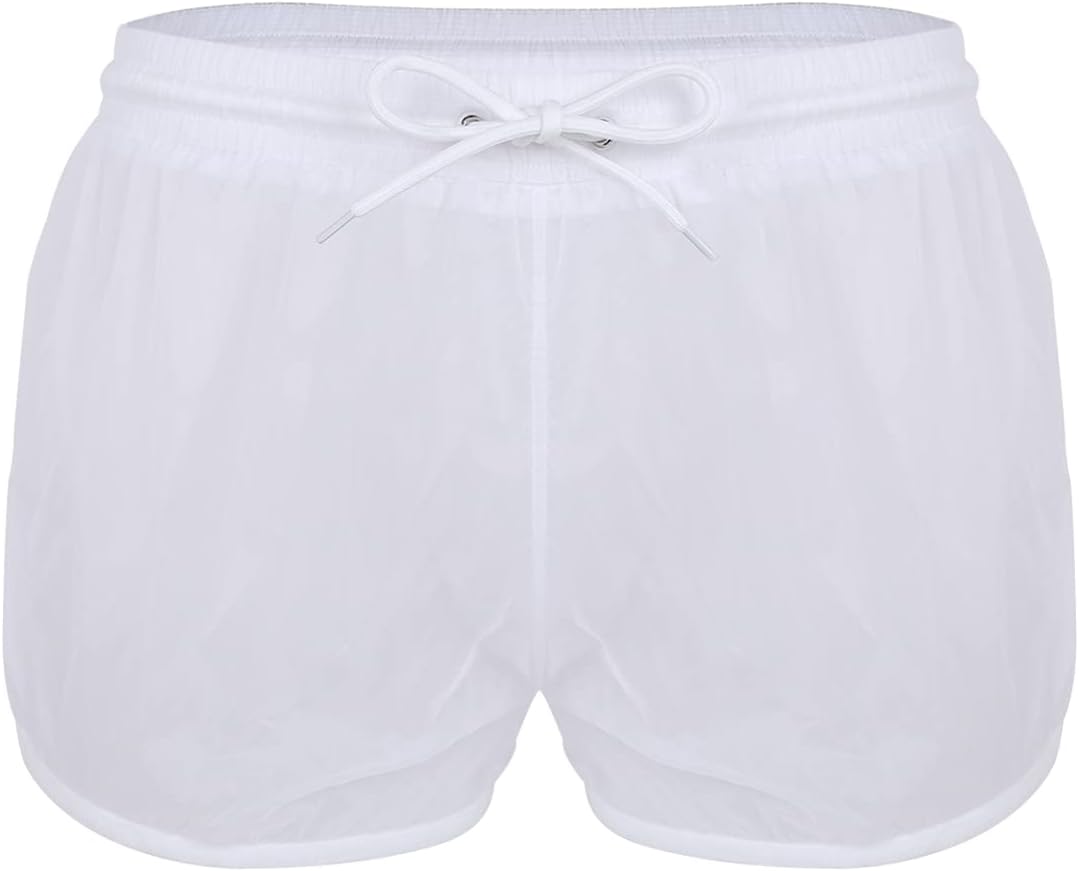 CHICTRY Men's Translucent Drawstring Boxer Briefs Shorts Breathable Mesh Swim Trunks Underwear