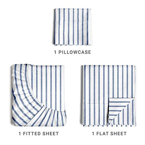 Striped Bed Sheets - Pin Striped Sheets - Blue And White Sheets - White And Blue Striped Sheets - Twin Xl Striped Sheets - Hotel Luxury Bed Sheets - Deep Pockets - Breathable & Cooling Sheets #TOP1
