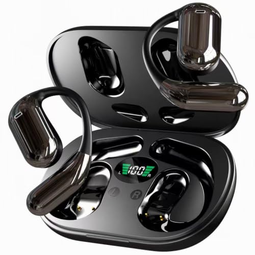 Image of Hsility Wireless Earbuds Bluetooth Earbuds Built-in Mic with Ear Hooks 50H Playtime Ear Buds LED Display Charging Case Waterproof Design for Running Fitness