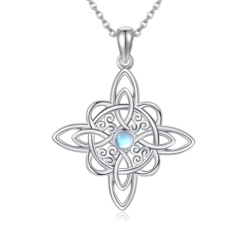 URONE Witches Knot Necklace Sterling Silver Witches Knot Celtic Knot Pendant Necklace Witchy Jewelry Gifts for Women