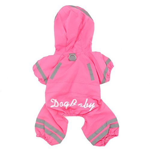 zunea hundemantel Kleine Hunde Regenmantel mit Kapuze wasserdicht Regenjacke Mesh gefüttert Puppy Zupfbürste reinwear Hund Pet Regen Gear/Anzug Jacke Jumpsuit Kleidung Rosa L